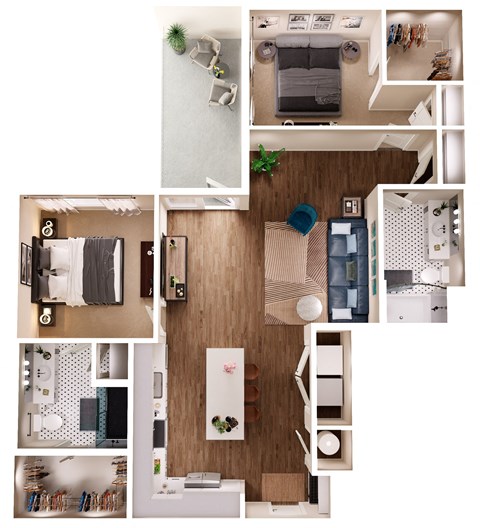 The Crown of Queen City Apartments in Charlotte, North Carolina B3B Floor Plan
